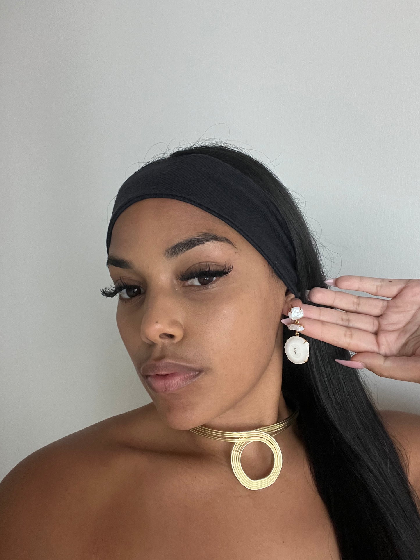 Moonstone 3-tier earrings