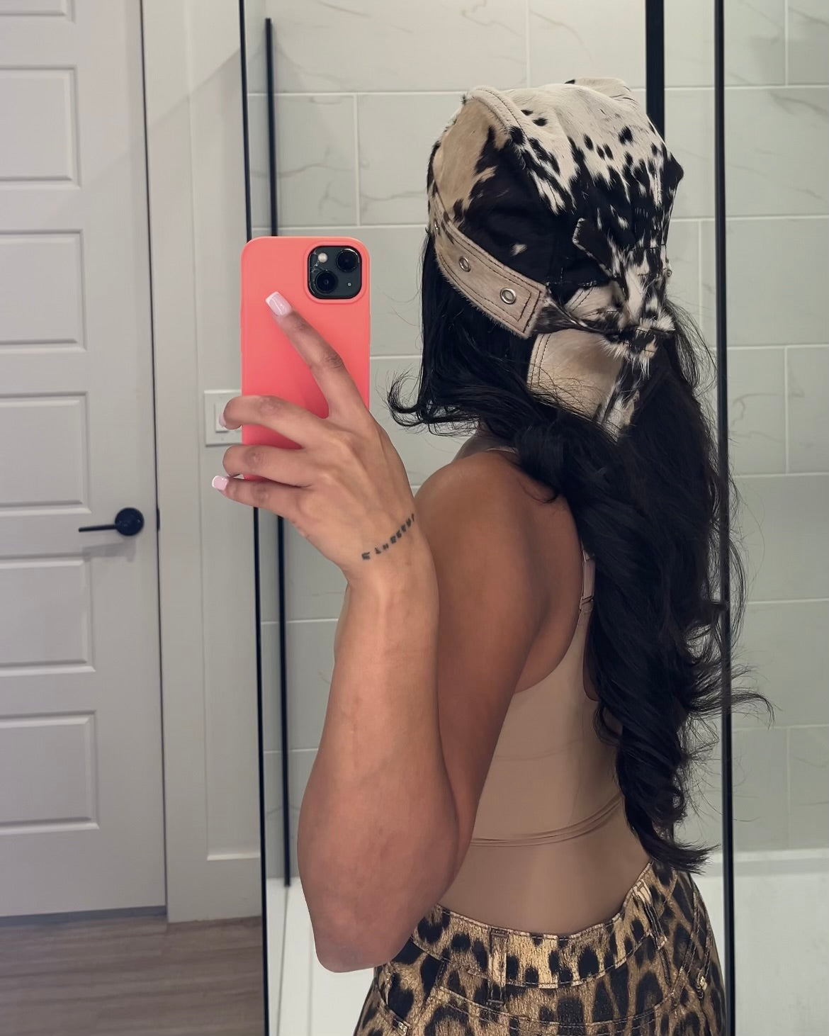 Multi-color cowhide insho scarf